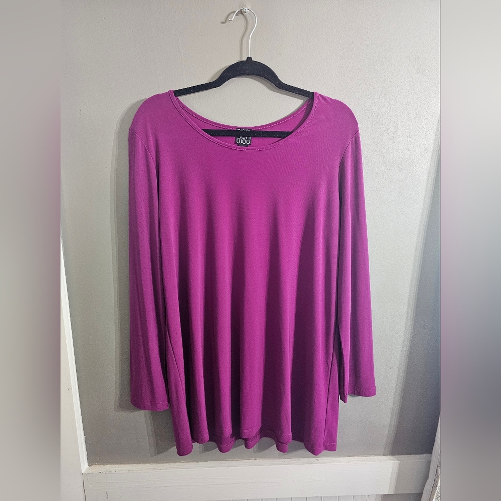 CLARA SUNWOO Magenta Long Sleeve Swing Top
